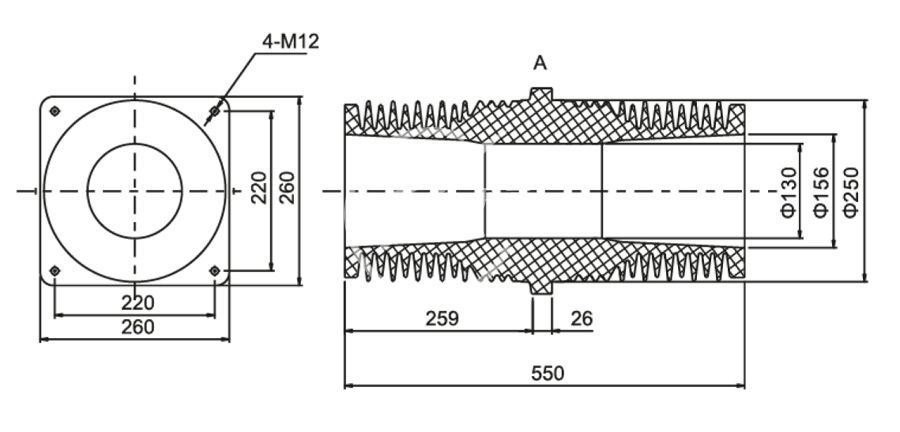 093_套管 帶屏蔽網(wǎng)TGZ2-35W／260×260_2_第29頁(yè)_KYN61-40.5kV系列.jpg